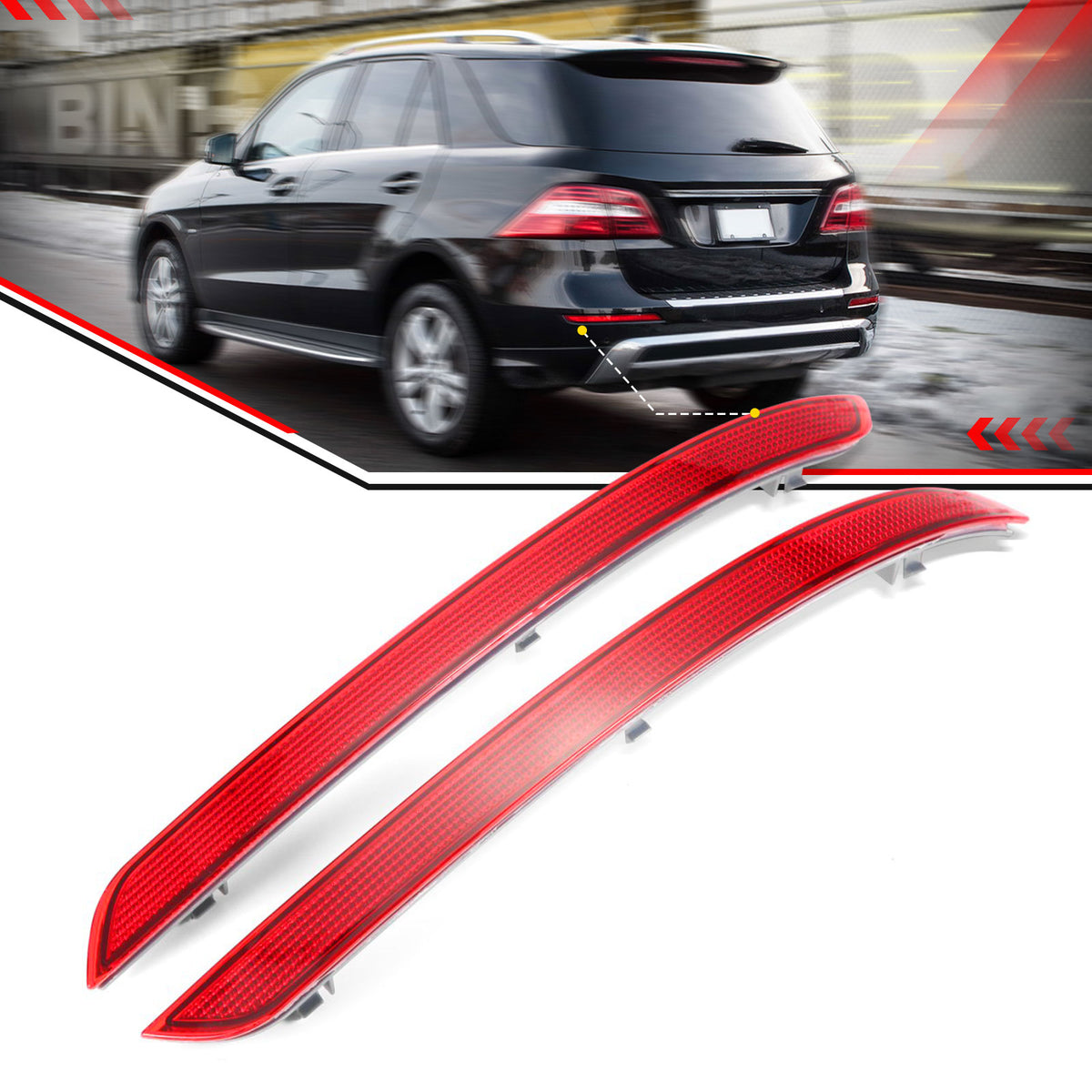 US 1668200074 + 1668200174 Rear Bumper Reflector