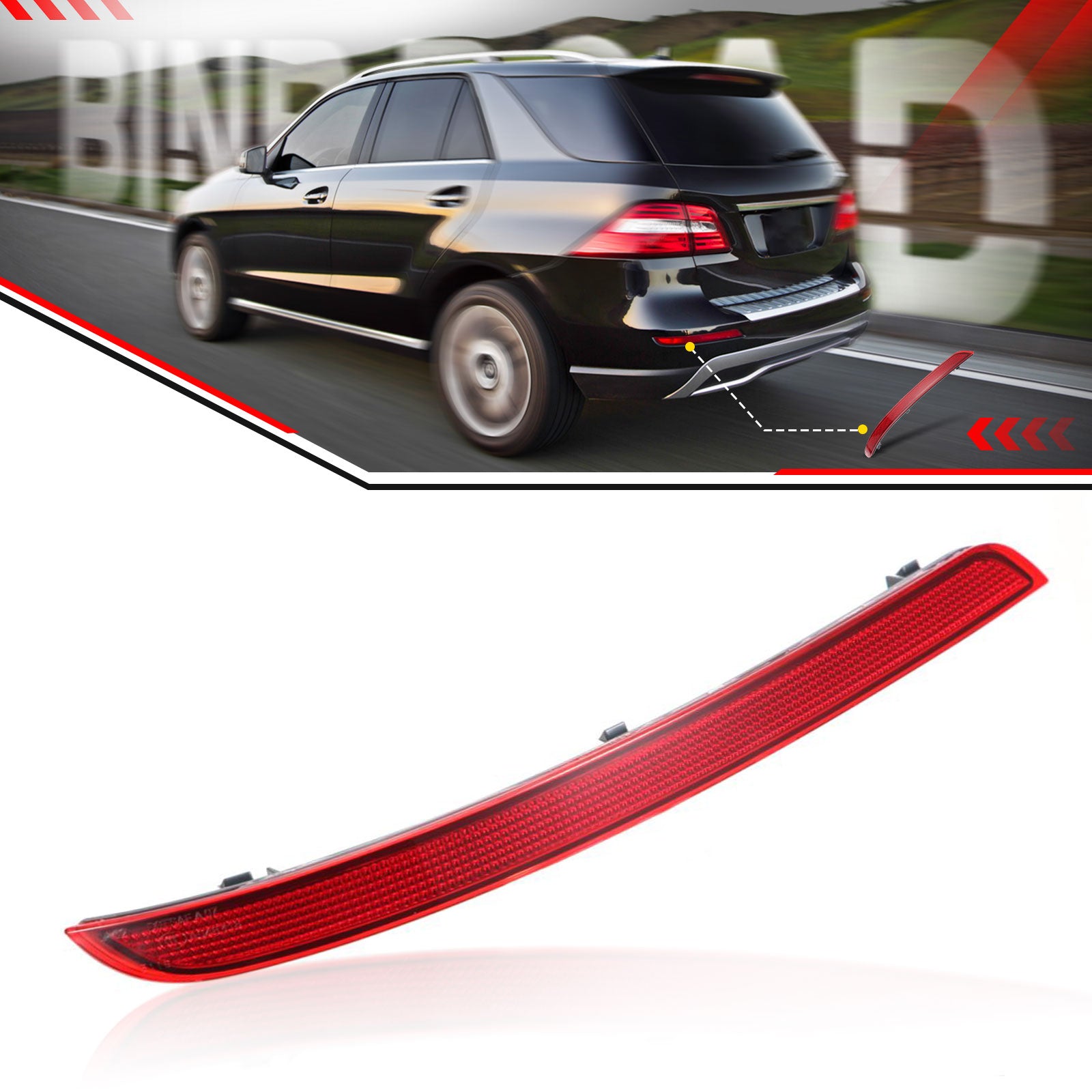 US 1668200074 + 1668200174 Rear Bumper Reflector
