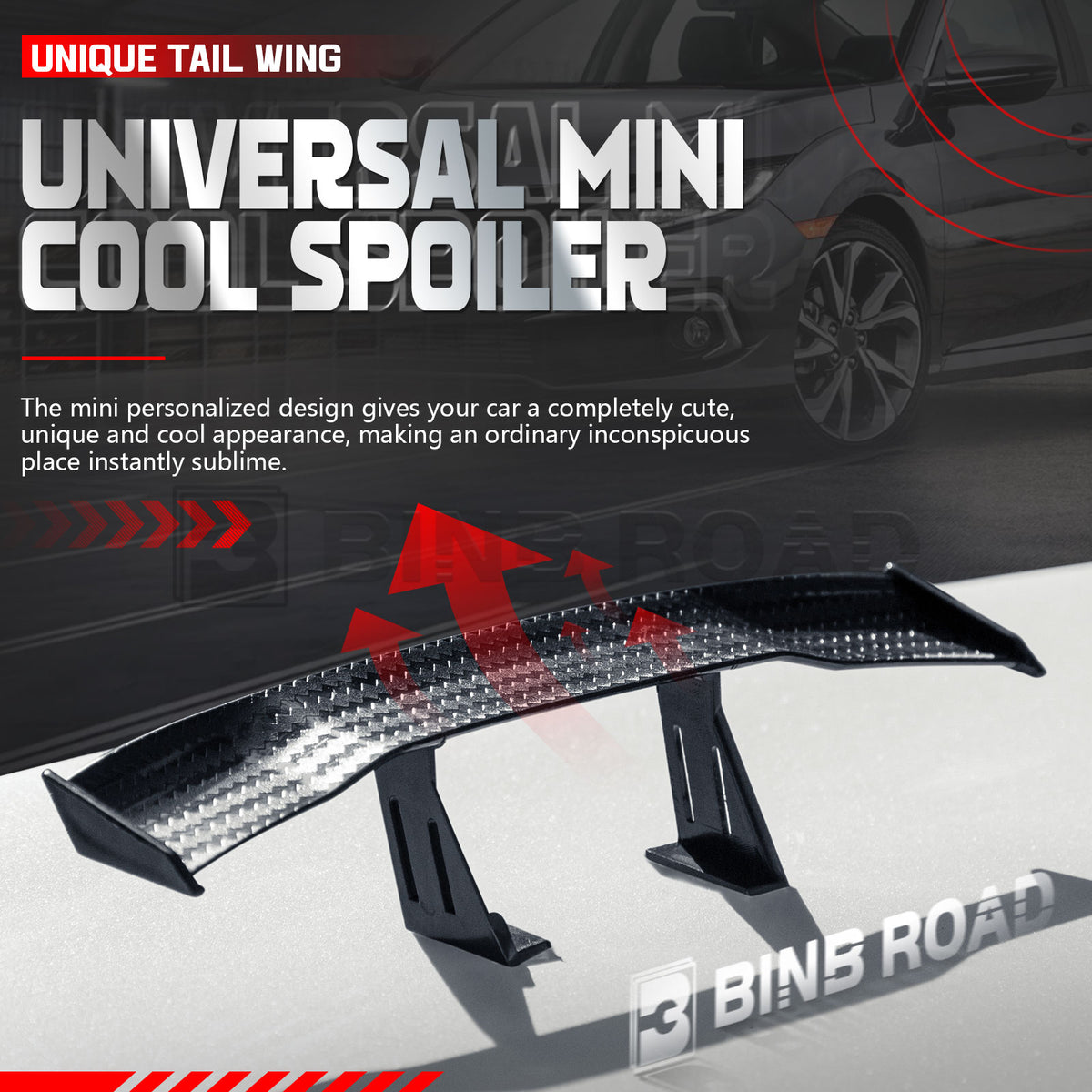 US Car Mini Spoiler Wing, Mini Spoiler for Car Funny,Carbon Fiber A