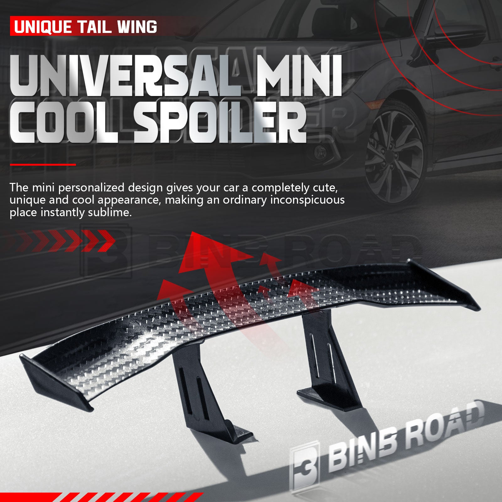 Car Mini Spoiler Wing, Mini Spoiler for Car Funny,Carbon Fiber A