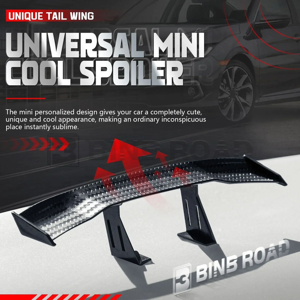 US Car Mini Spoiler Wing, Mini Spoiler for Car Funny,Carbon Fiber A