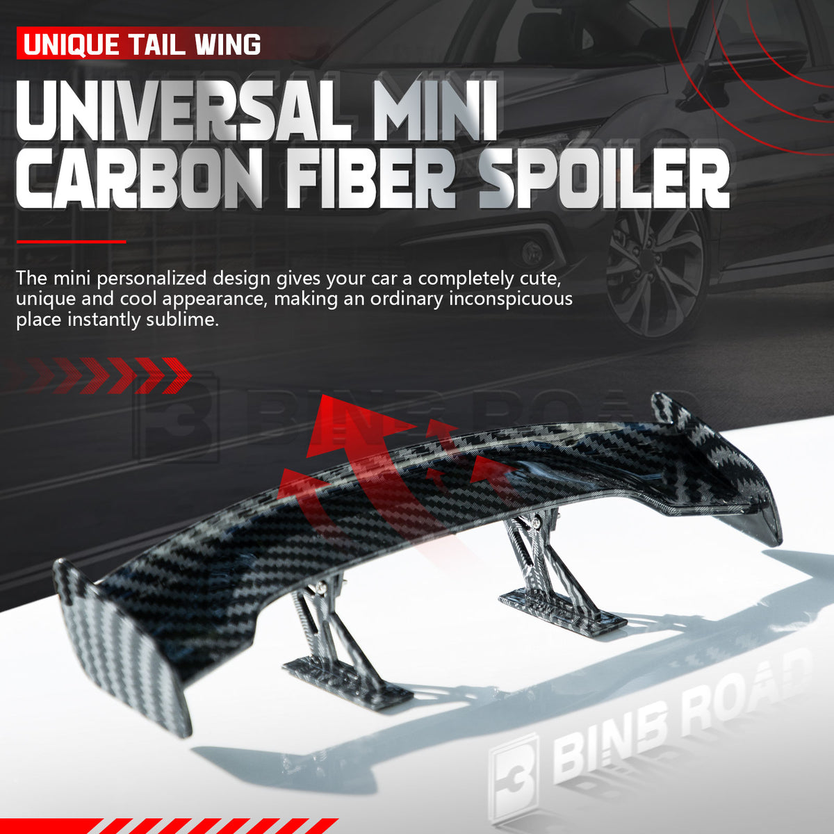 US Car Mini Spoiler Wing, Mini Spoiler for Car Funny,Carbon Fiber B