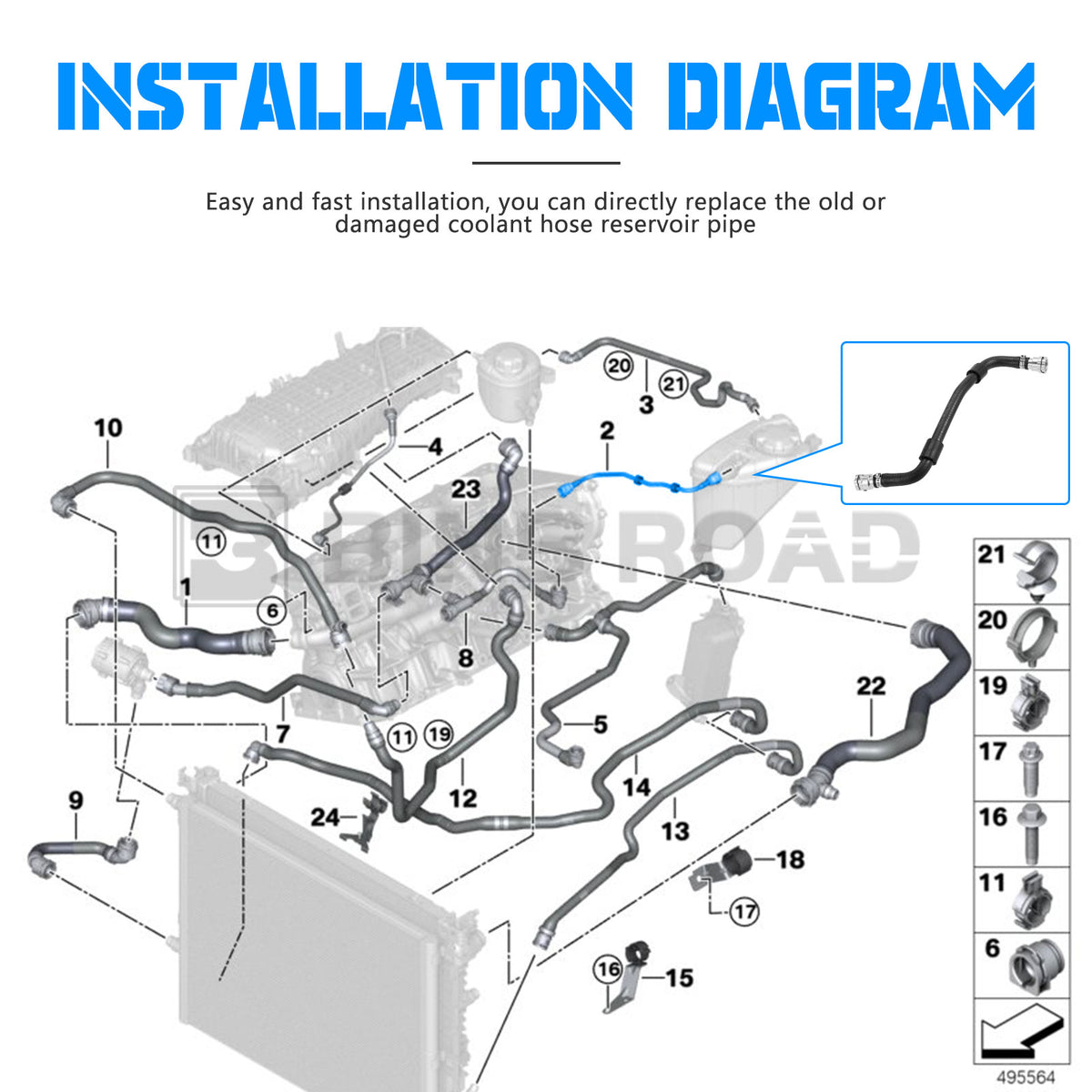 17128602599 Coolant Reservoir Hose