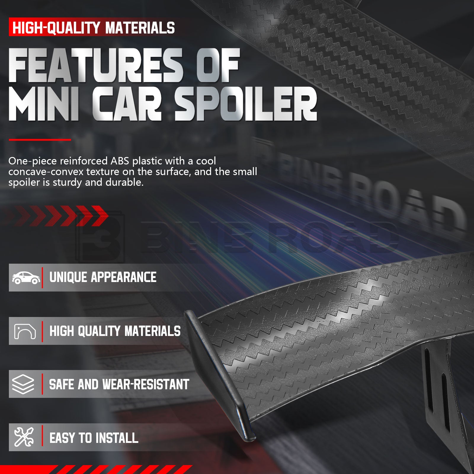 Car Mini Spoiler Wing, Mini Spoiler for Car Funny,Carbon Fiber A
