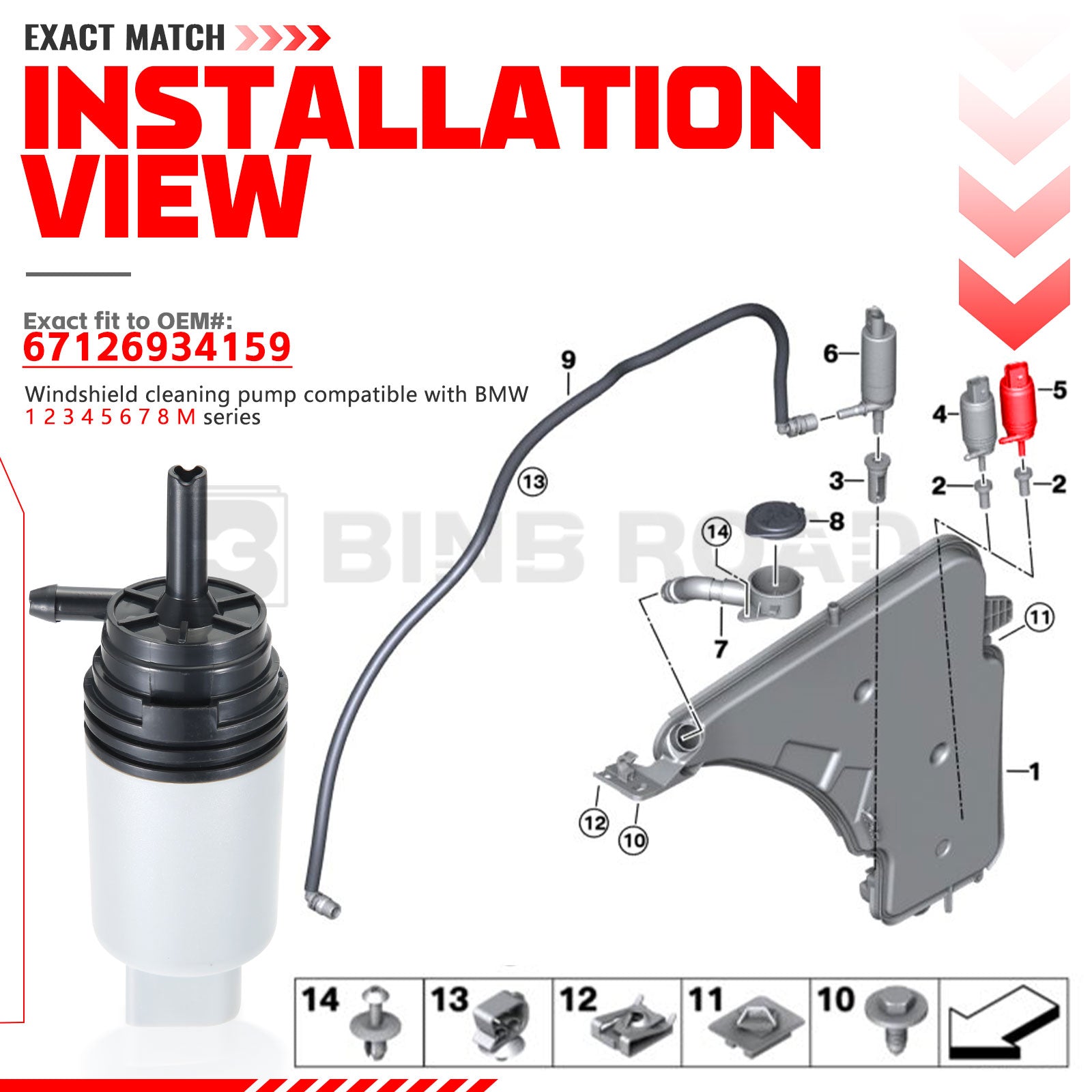 US 67126934159 Windshield Washer Pump