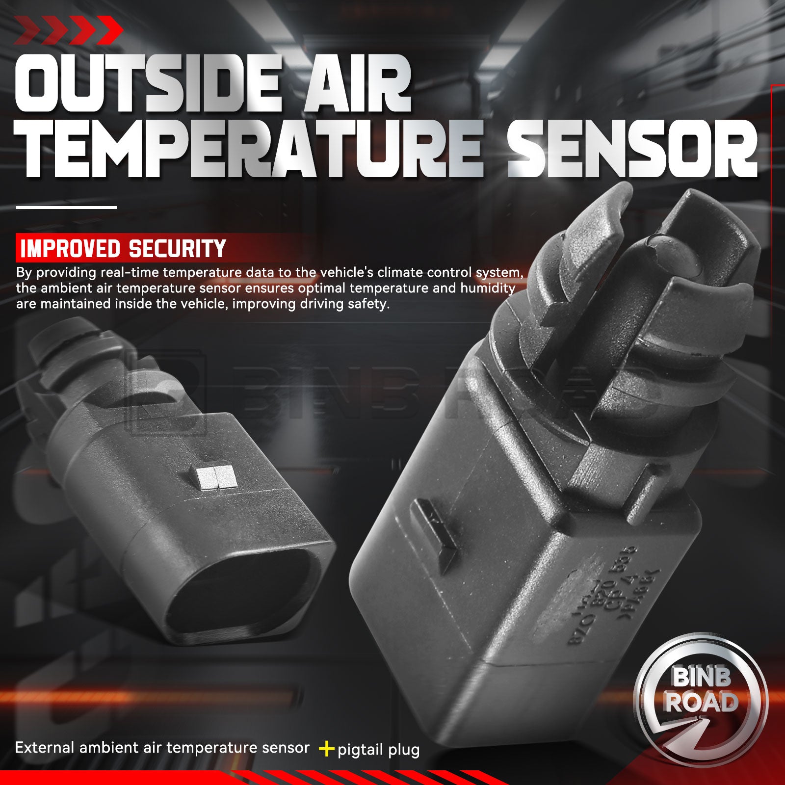 8Z0820535 + 1J0973702 Outside Ambient Air Temperature Sensor with Plug