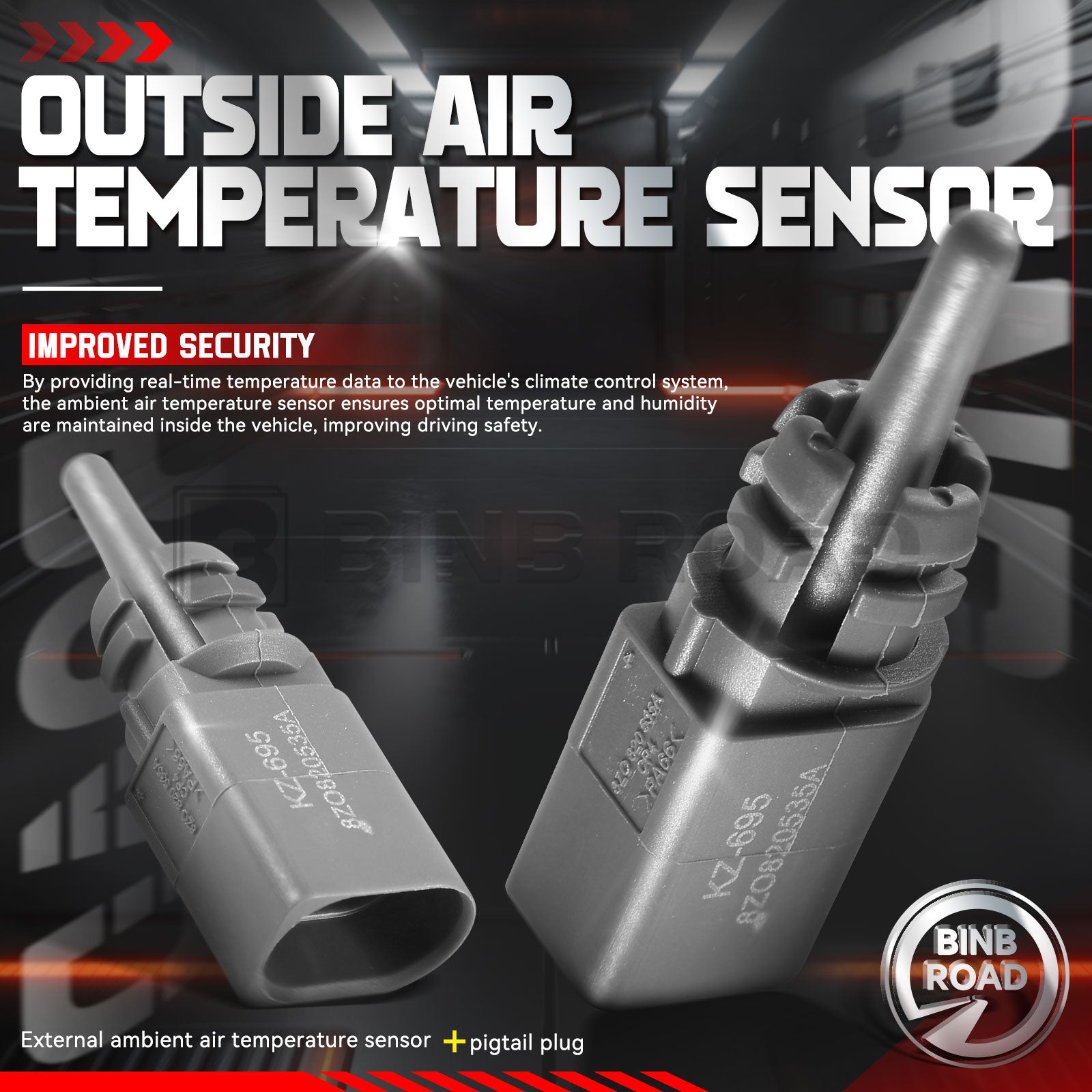 8Z0820535A + 1J0973702 Outside Ambient Air Temperature Sensor with Plug