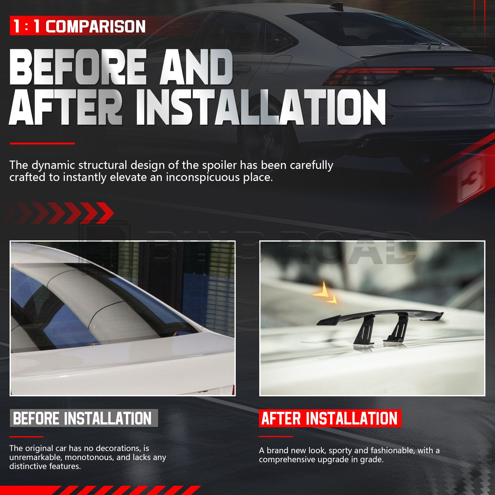 Car Mini Spoiler Wing, Mini Spoiler for Car Funny,Carbon Fiber A