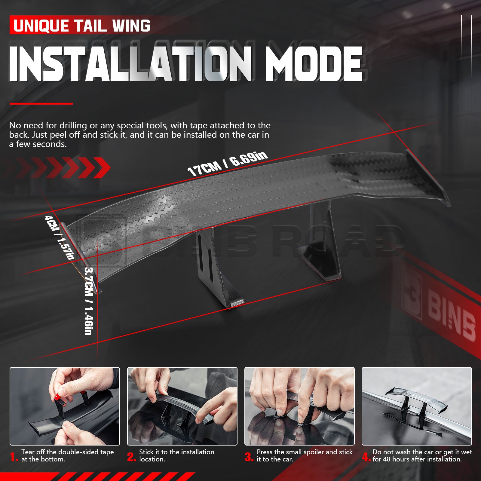 Car Mini Spoiler Wing, Mini Spoiler for Car Funny,Carbon Fiber A