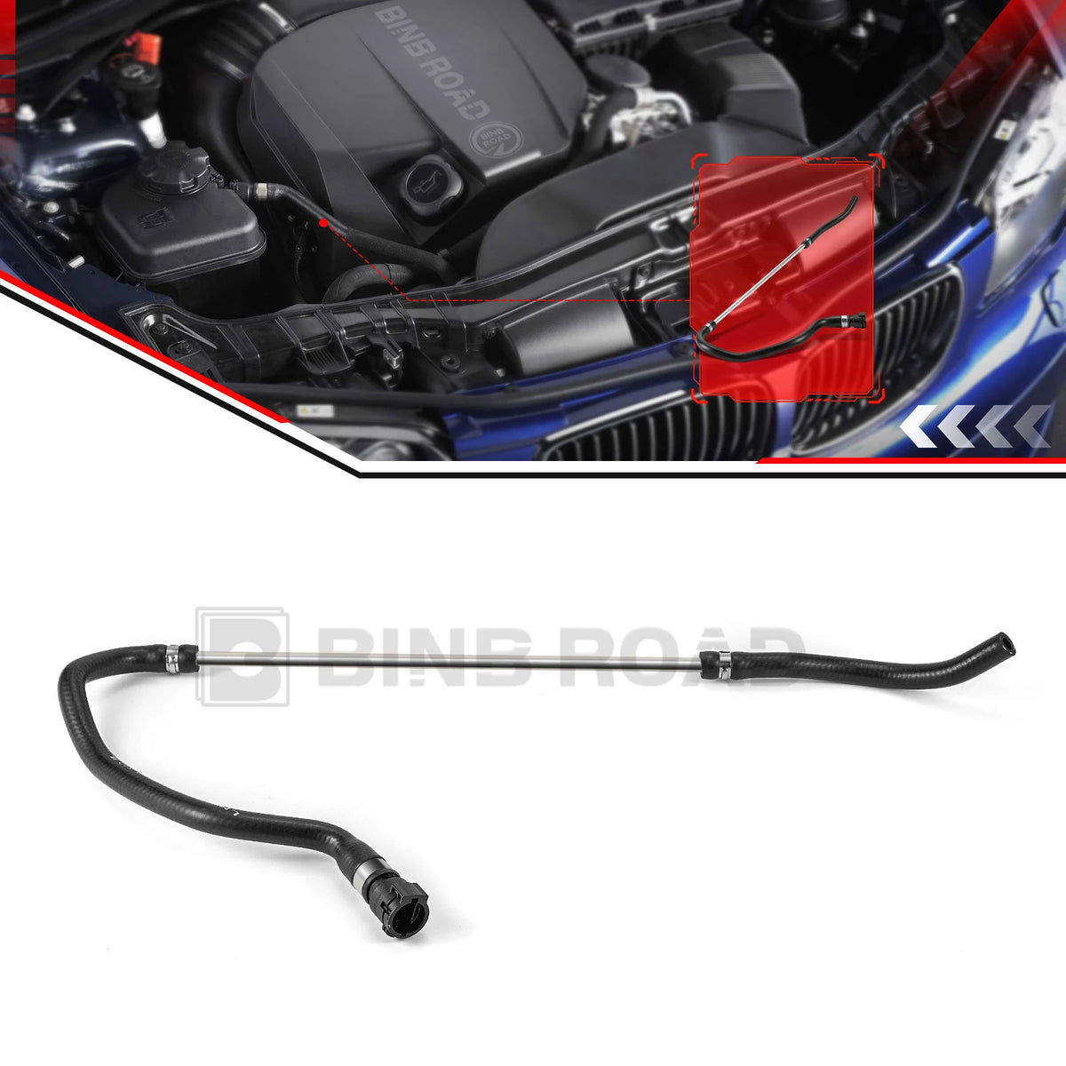 17127618510 Expansion Tank to Upper Radiator Water Hose,Aluminum