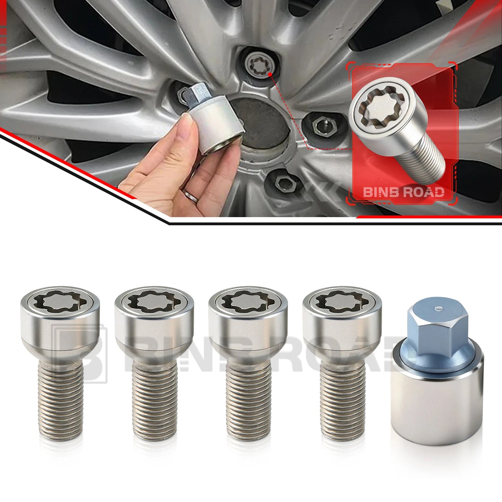US 4F0698139B Lockable Wheel Bolt Rim Locks M14 X 1.5