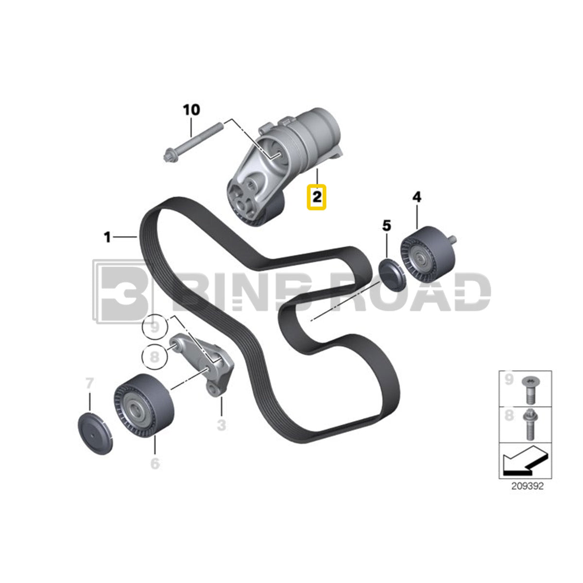 11288604266 + 11288604267 + 11287628659 Drive Belt Tensioner Idler Pulley Kit