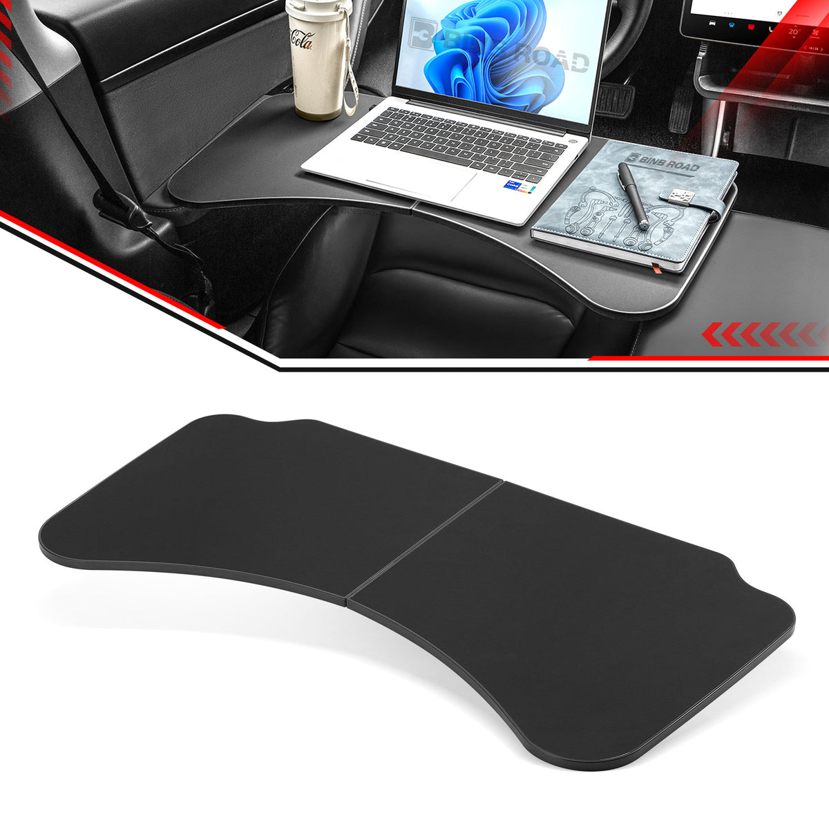 US Car Folding Tray Table Leather Compatible with Tesla Model 3 Y