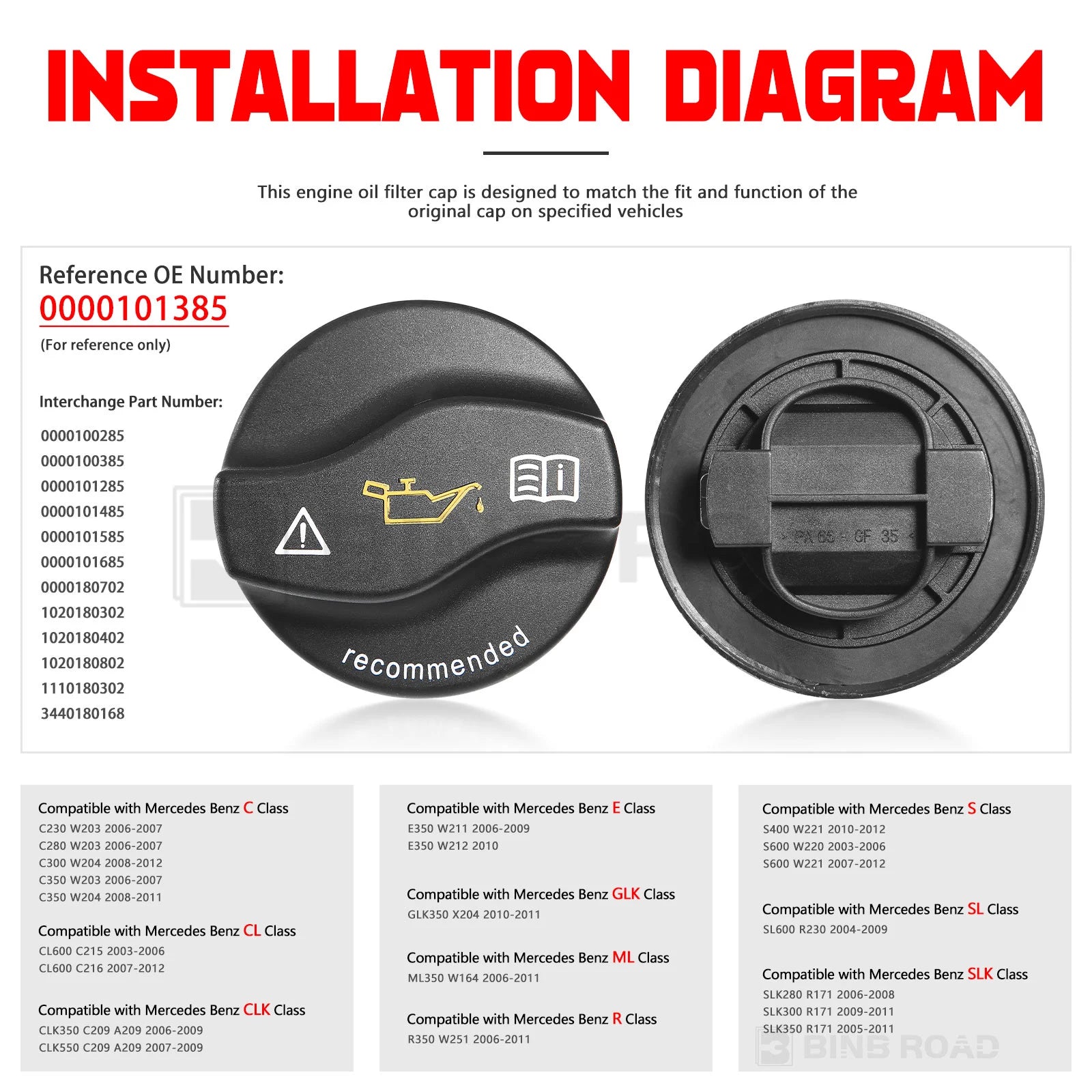 US 0000101685 0000101485 Engine Oil Filler Cap