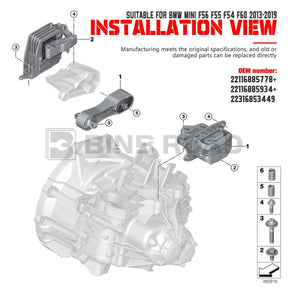 US 22116885778 + 22116885934 + 22316853449 Engine Mount Kit