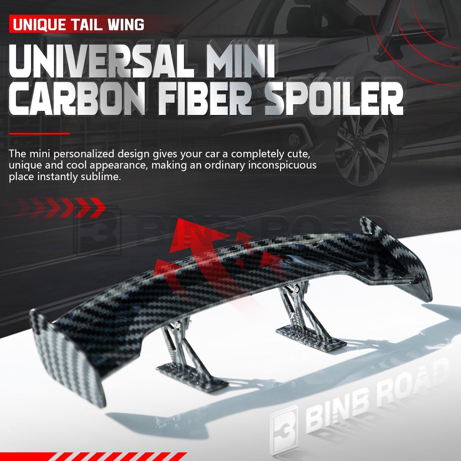 Car Mini Spoiler Wing, Mini Spoiler for Car Funny,Carbon Fiber B