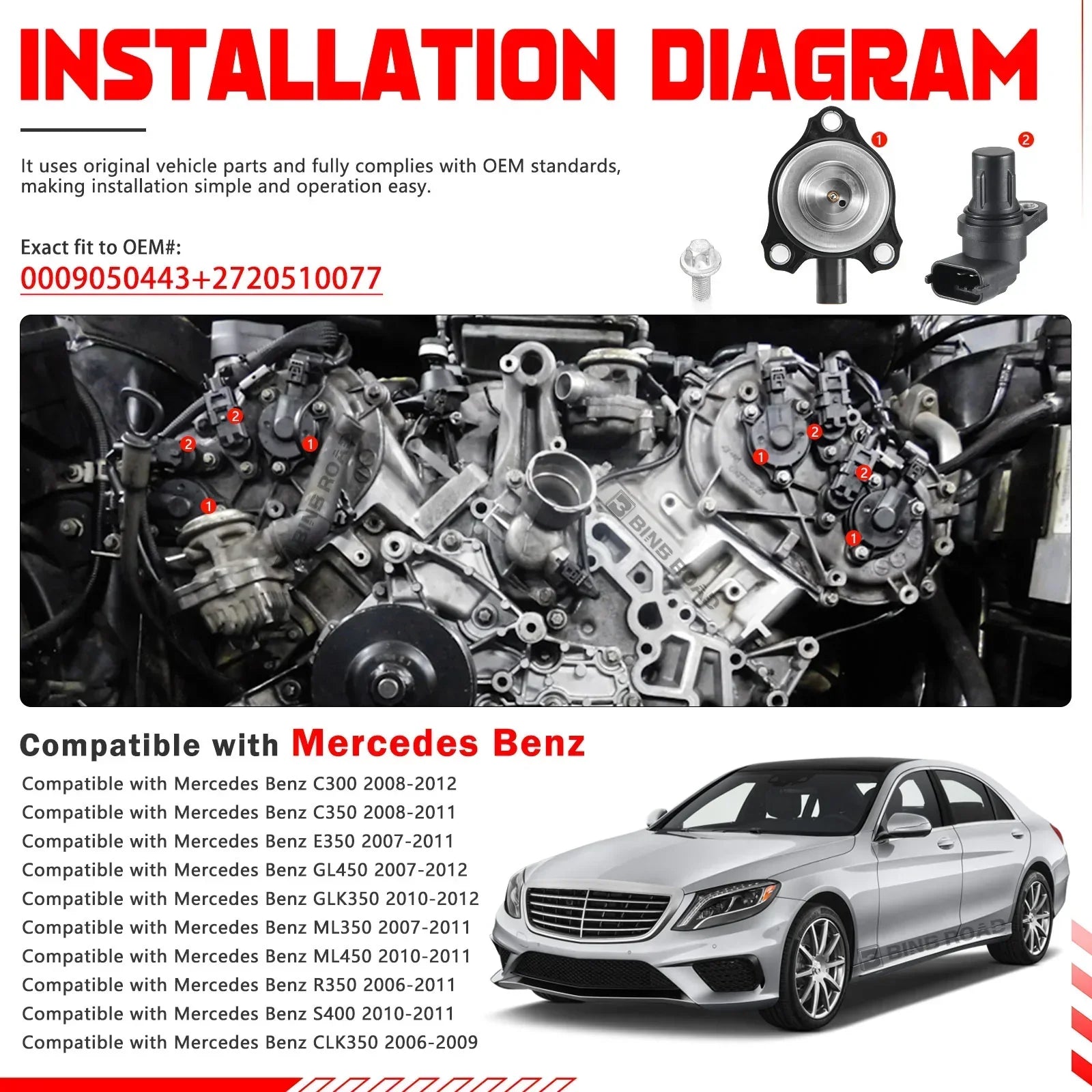 US 2720510077 + 0009050443 Camshaft Adjuster Magnet Kit