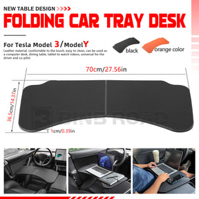 Car Folding Tray Table Leather Compatible with Tesla Model 3 Y