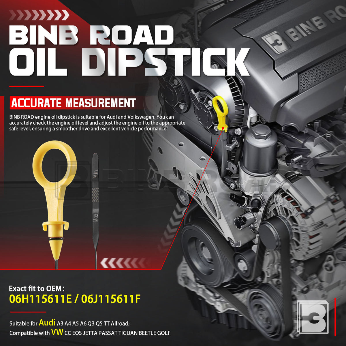 06H115611E 06J115611F Engine Oil Fluid Dipstick