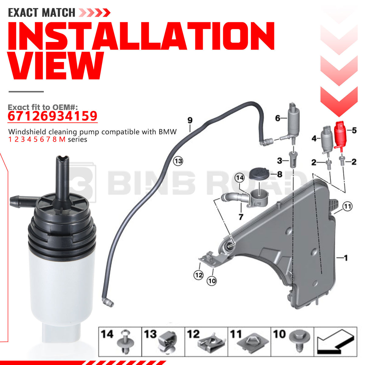 US 67126934159 Windshield Washer Pump