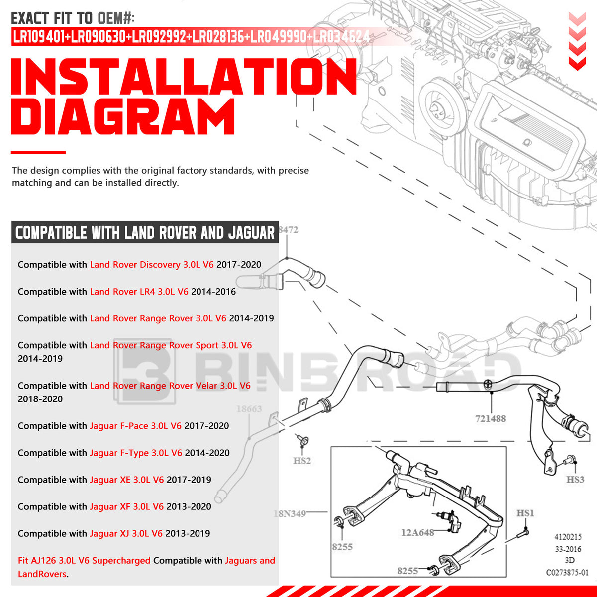 US 6Pcs Upgraded Coolant Water Pump Pipe System Kit