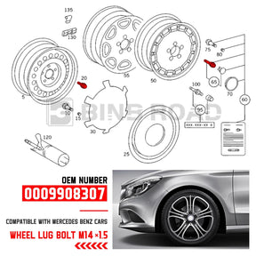 US 0009908307 0009904907 Wheel Lug Bolts Nuts