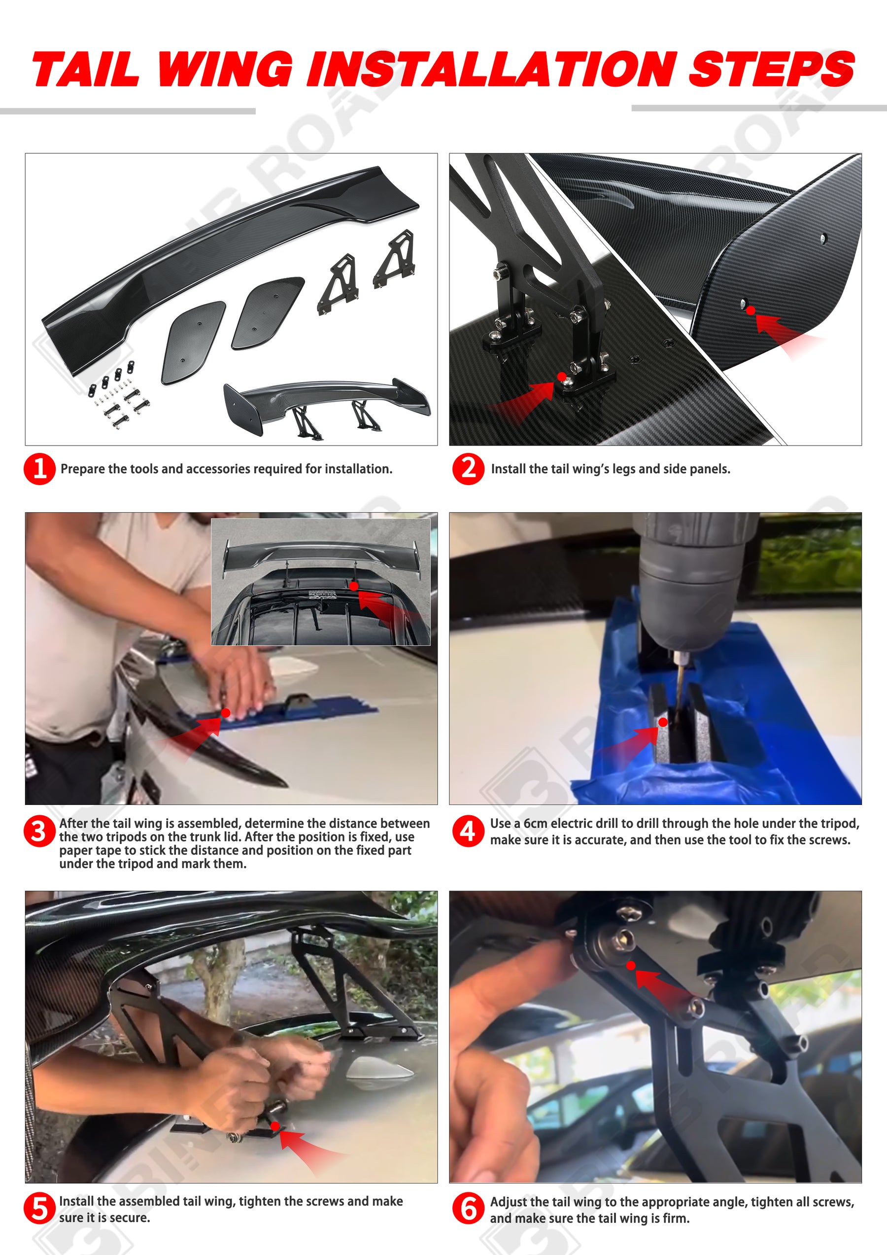 US 57" Car Rear GT Wing Spoiler