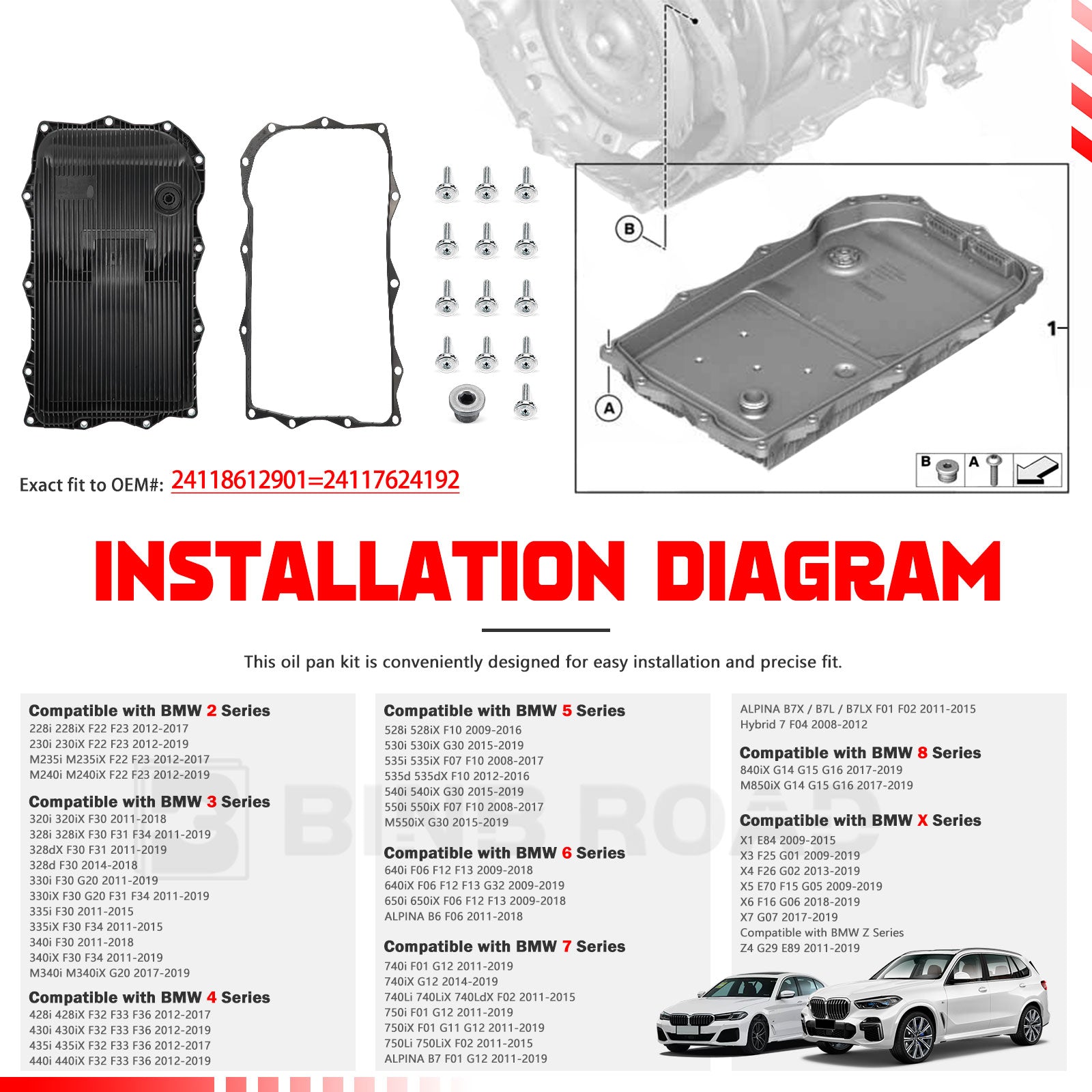 US 24118612901 24117624192 Transmission Oil Pan with Gasket Kit