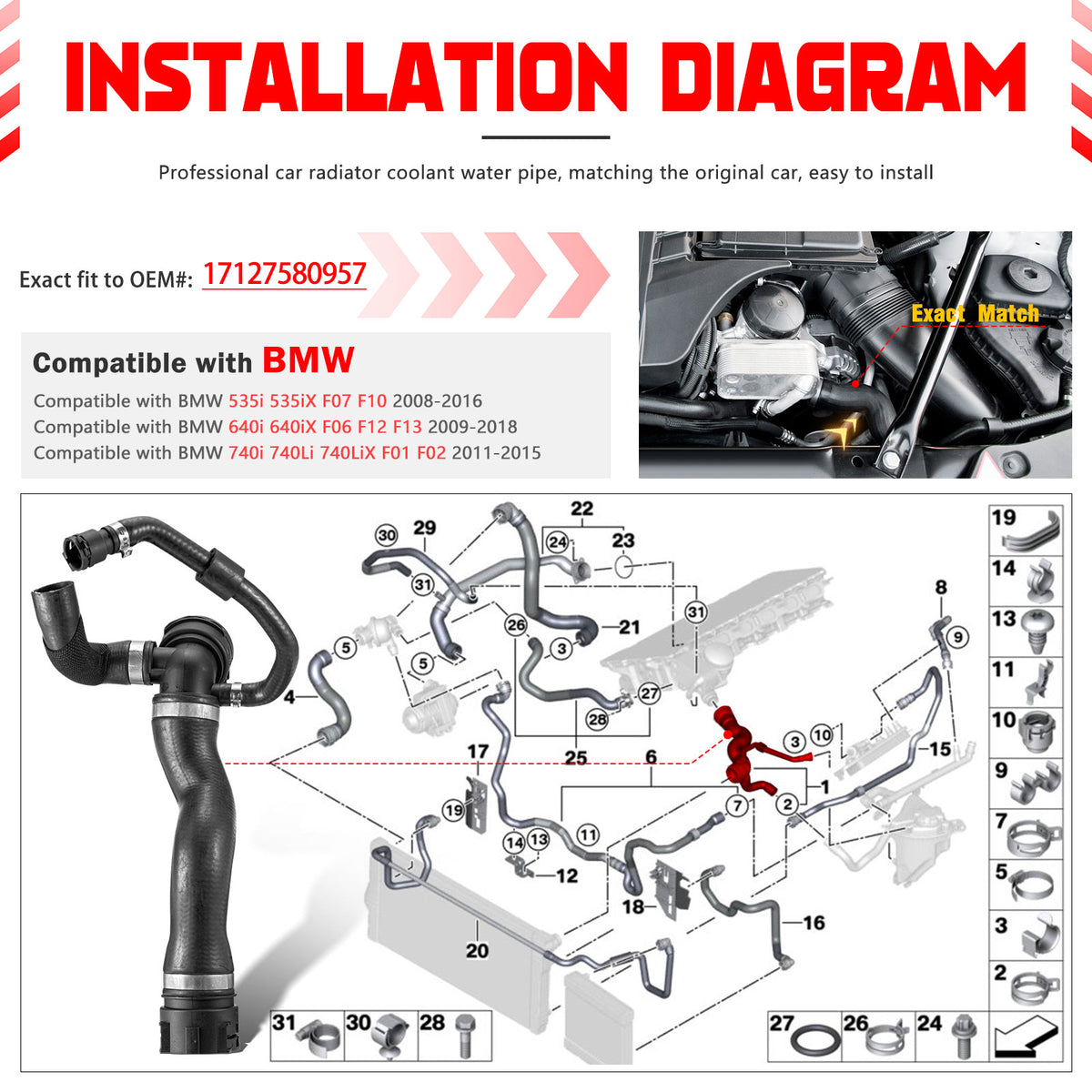 US 17127580957 Radiator Coolant Water Hose