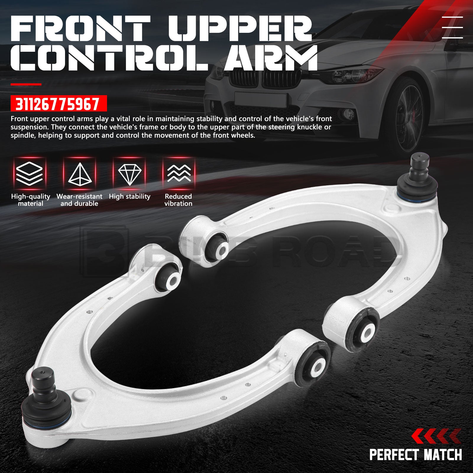31126775967 Control Arm with Ball Joint Set Front Upper Driver
