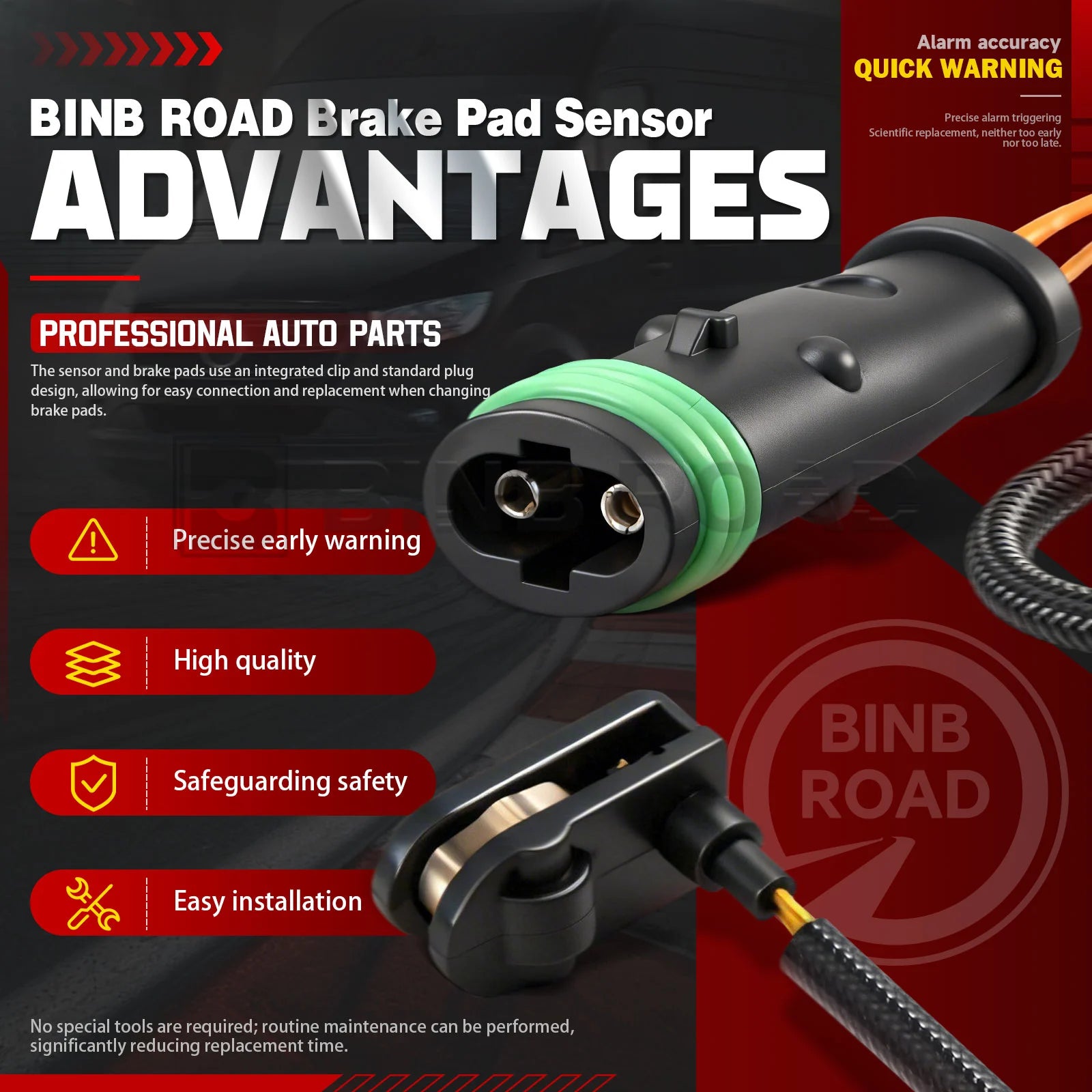 US 9065401517 4Pcs Brake Pad Wear Sensor