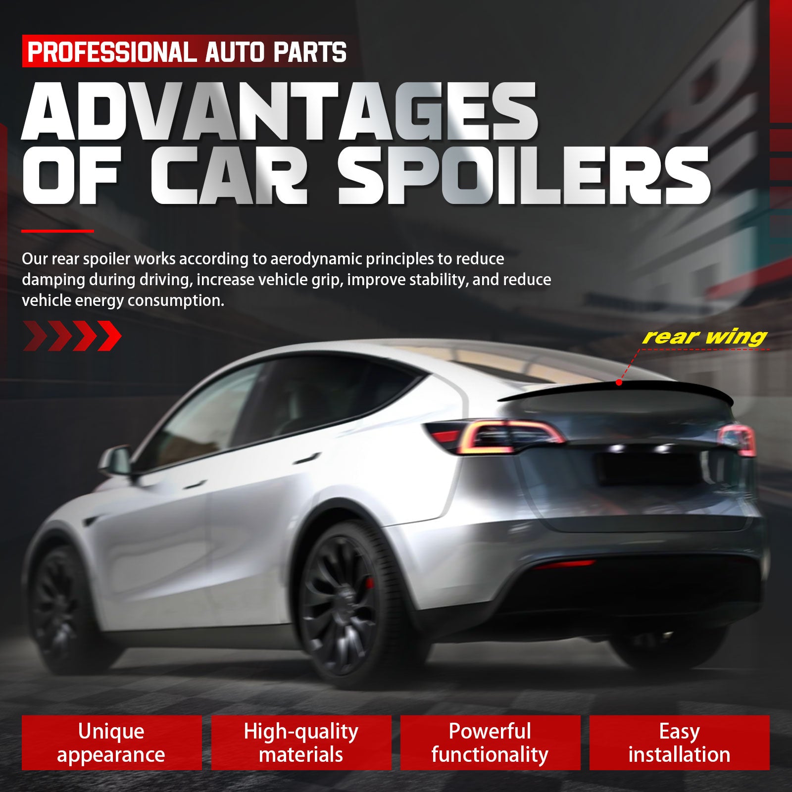 US Rear Spoiler Compatible with Tesla Model Y