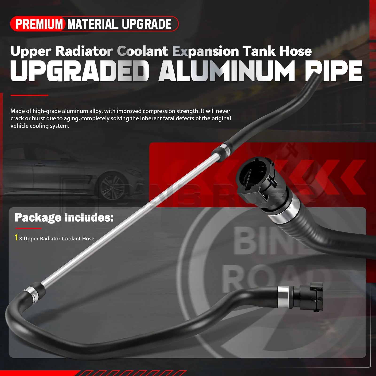 17127618510 Expansion Tank to Upper Radiator Water Hose,Aluminum