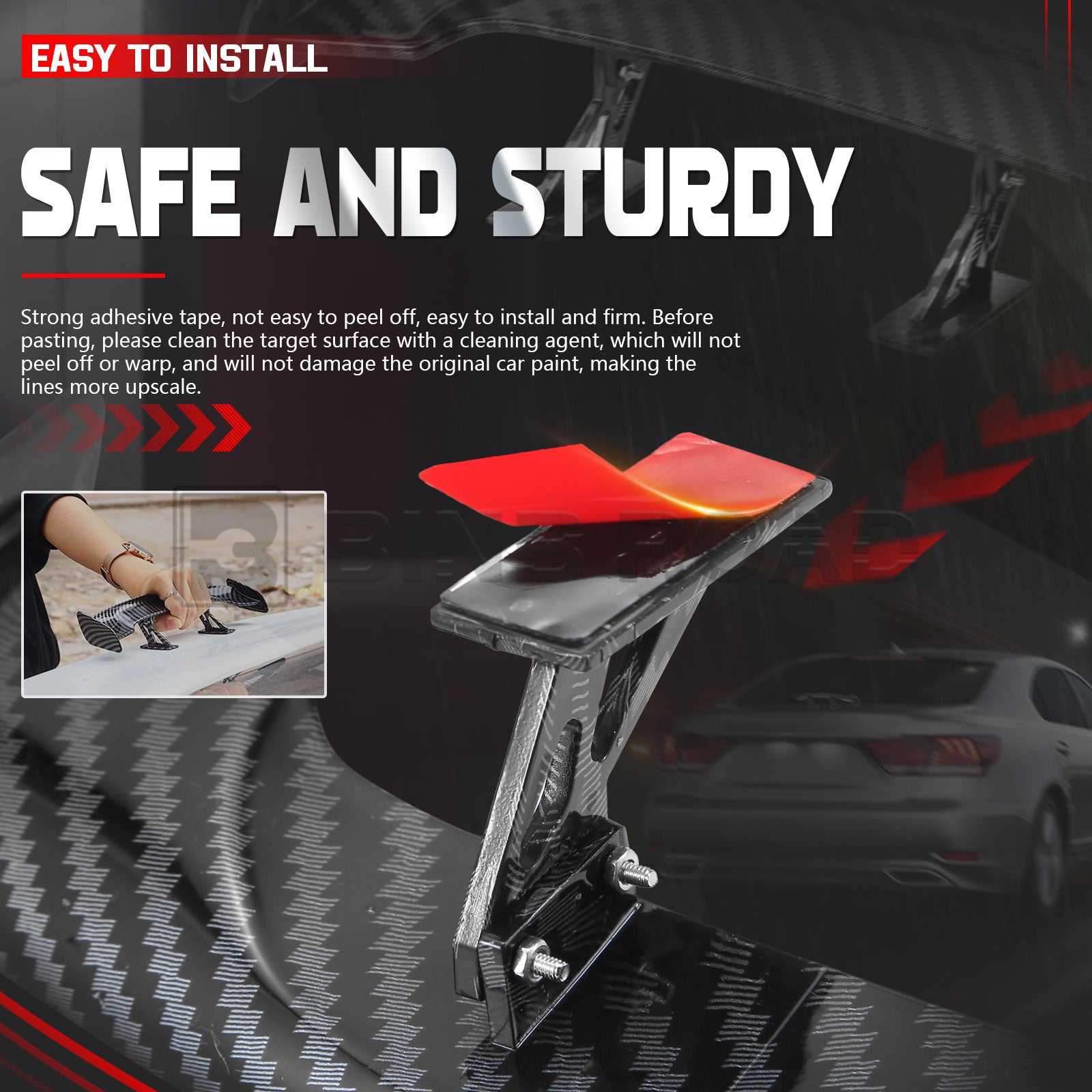 Car Mini Spoiler Wing, Mini Spoiler for Car Funny,Carbon Fiber B