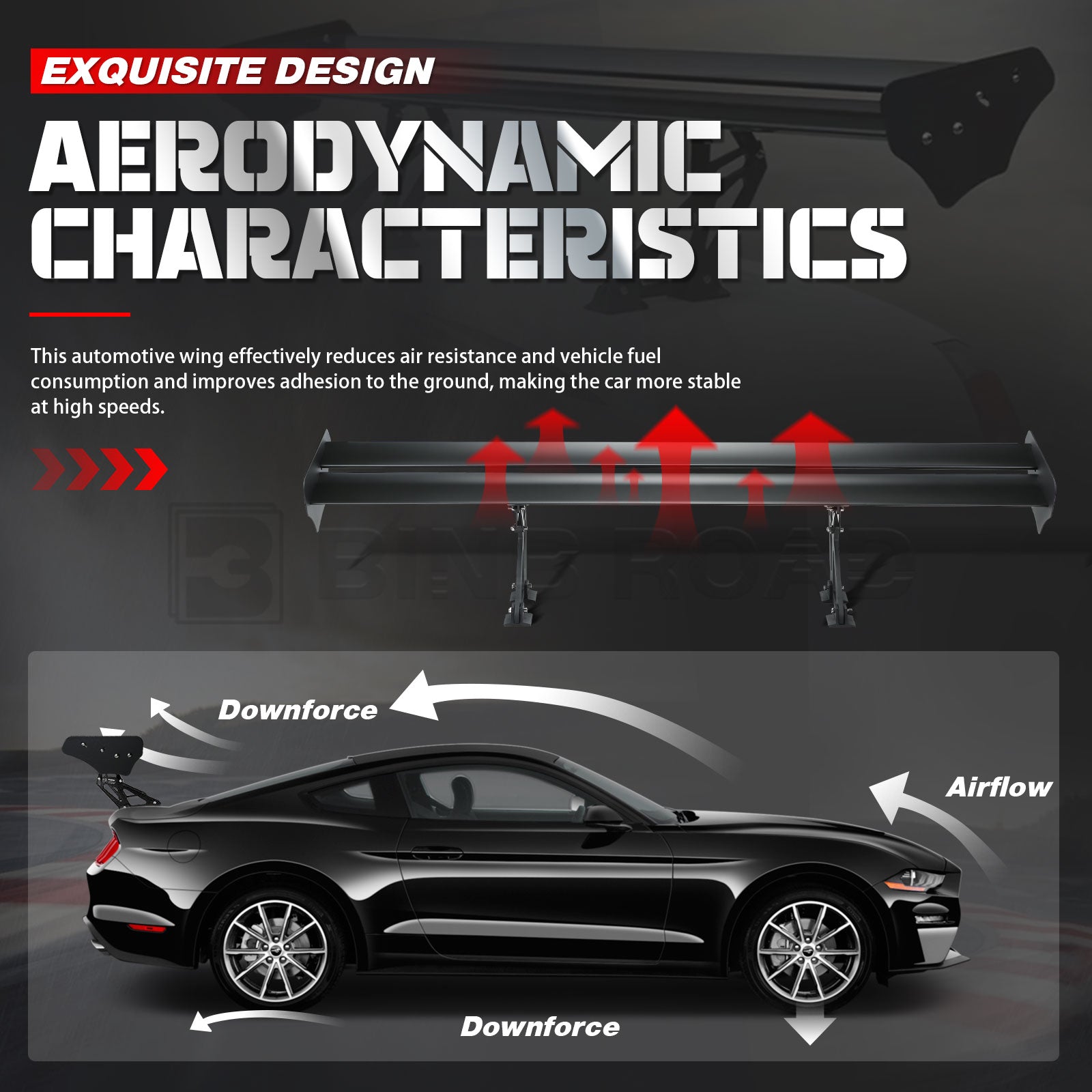 US Aluminum AIloy Hatchback Spoiler Wing Black