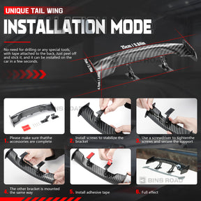 Car Mini Spoiler Wing, Mini Spoiler for Car Funny,Carbon Fiber B