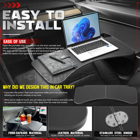 Car Folding Tray Table Leather Compatible with Tesla Model 3 Y