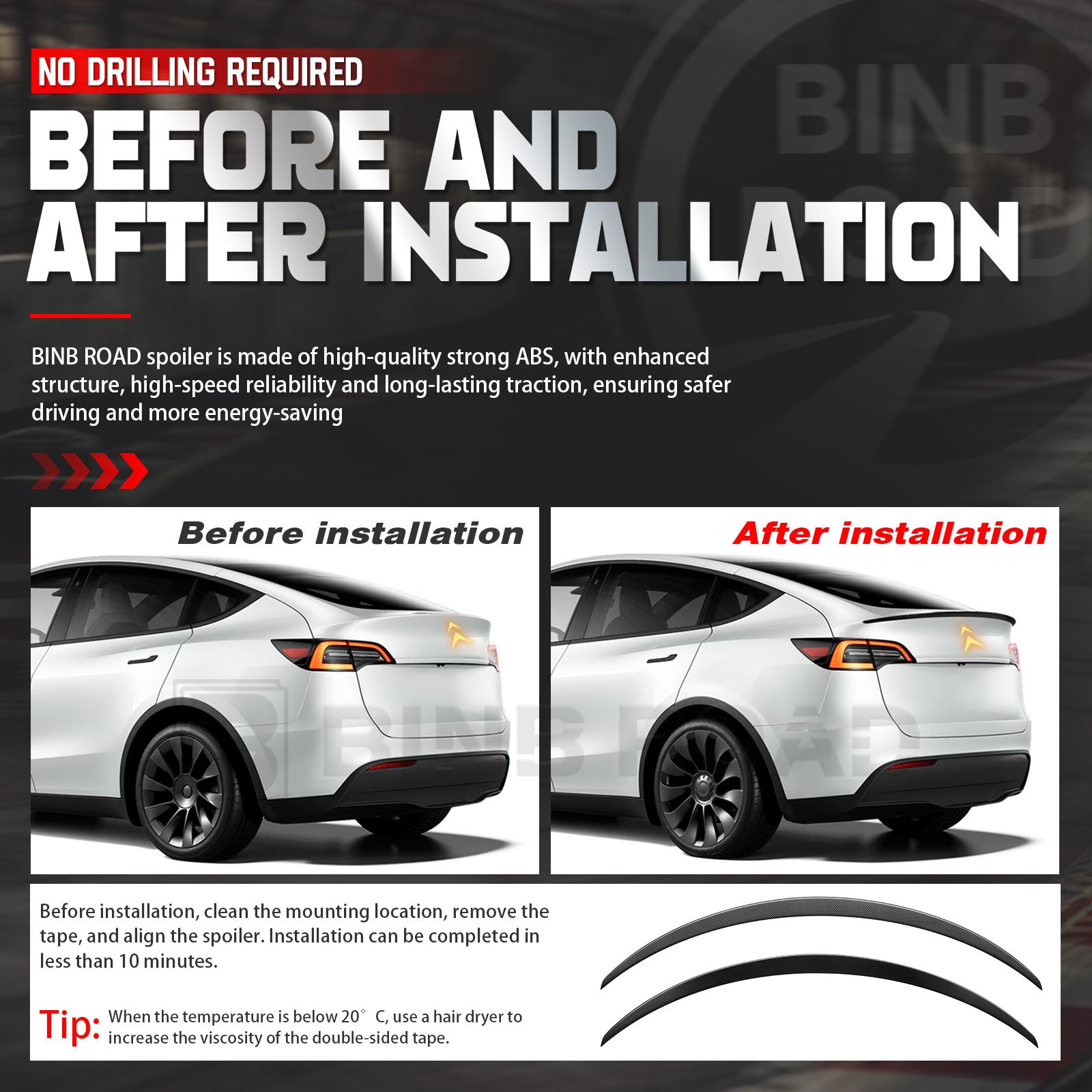 US Rear Spoiler Compatible with Tesla Model Y