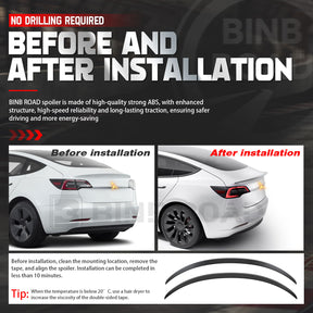 US Rear Spoiler Compatible with Tesla Model 3