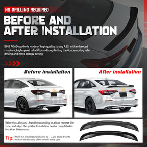 Rear Trunk Spoiler Wing Compatible with Honda Civic 11th Gen