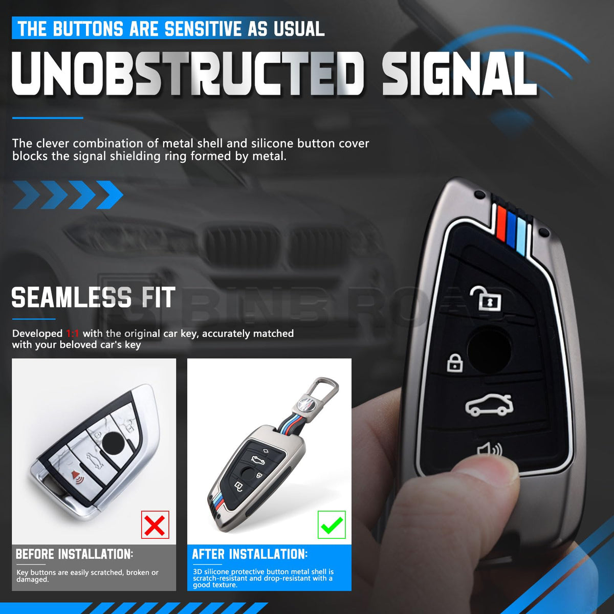 US Key Fob Cover Compatible with BMW 3 5 7 Series X1 X2 X3 X5 X6 X7