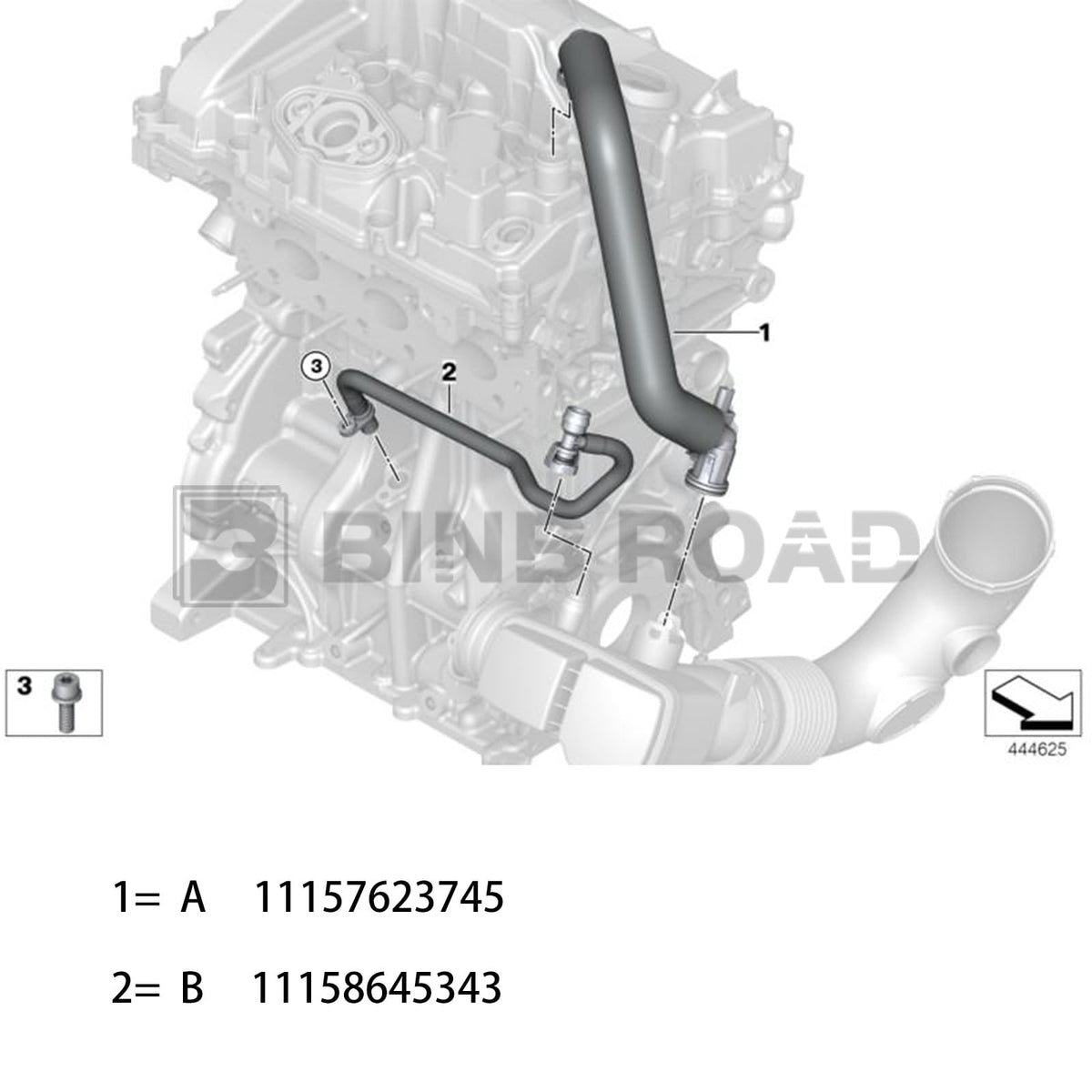 11157623745 + 11158645343 Engine Crankcase Breather Hose Kit