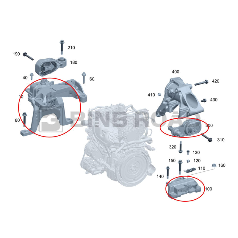 2472402800 + 1772400900 + 2472406000 Engine Motor Support Mount