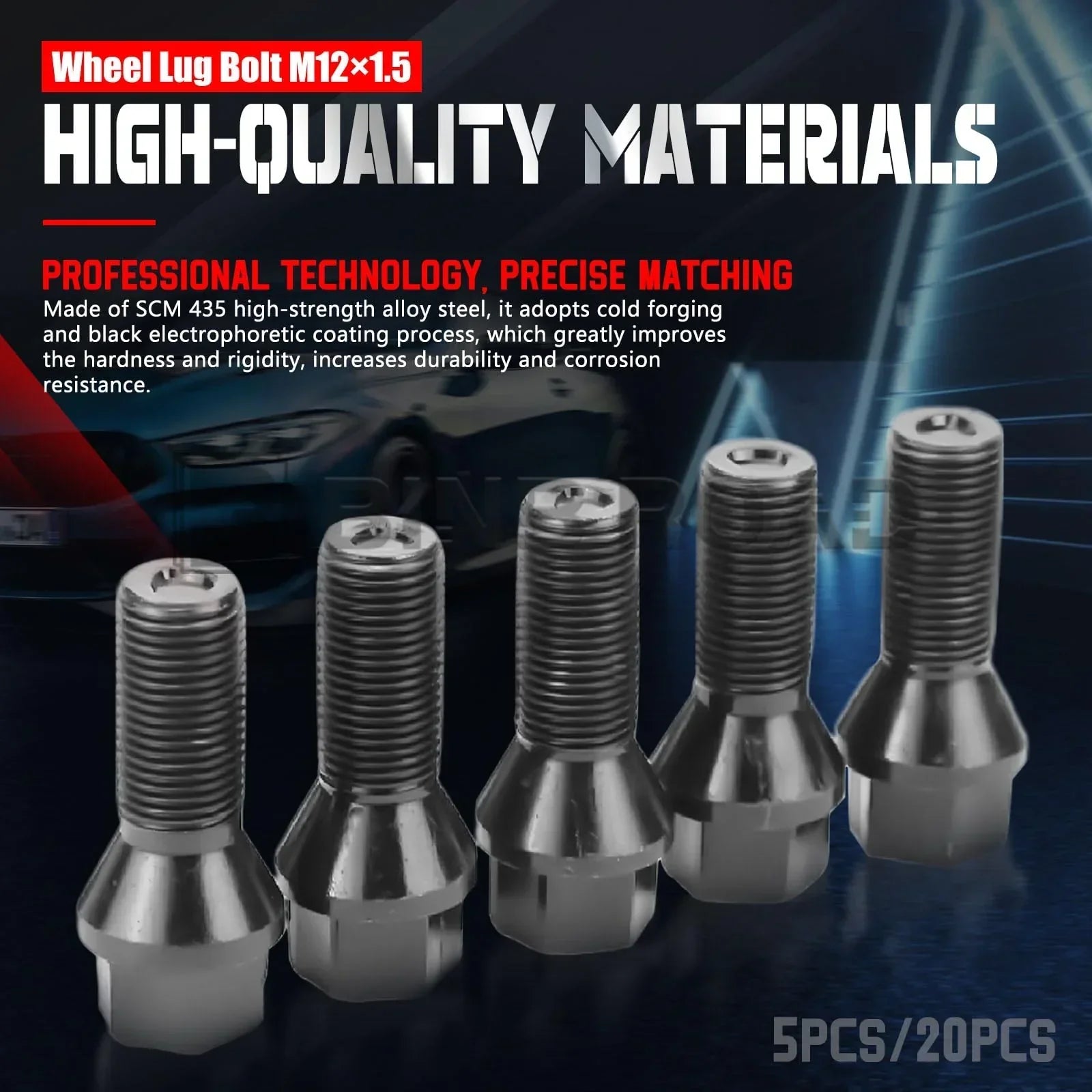 36136781150 Wheel Lug Bolt M12×1.5 Black