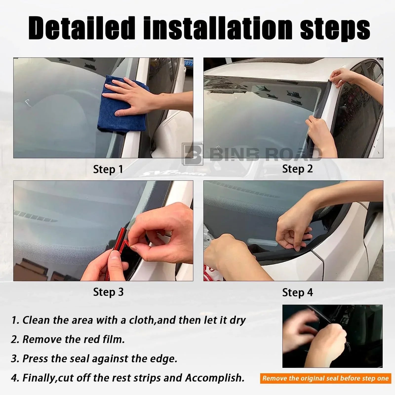 51317166841 + 51317027916 Front and Rear Upper Windshield Moulding Seal