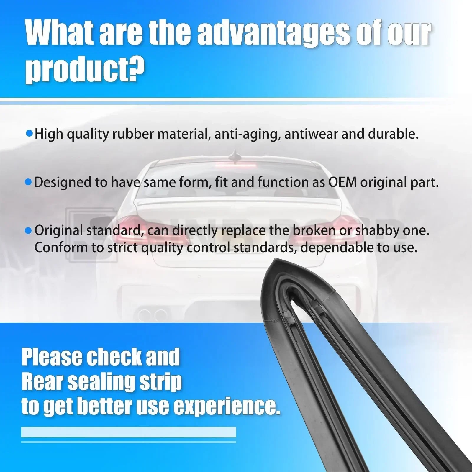 51317166841 + 51317027916 Front and Rear Upper Windshield Moulding Seal