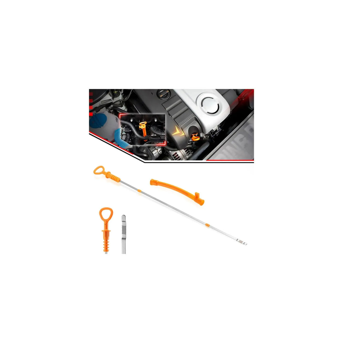 US 06A103663C + 06B-115-611R Engine Oil Fluid Dipstick and Oil Dipstick Funnel Tube