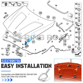 US 51237008756 Hood Catch Lock Bracket
