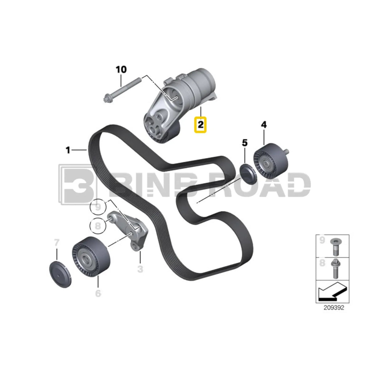 11288604266 + 11288604267 + 11287628659 Drive Belt Tensioner Idler Pulley Kit