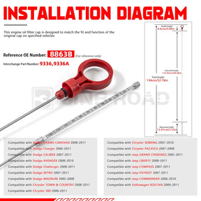 BINB ROAD Transmission Fluid Dipstick Tool Compatible with Chrysler Dodge Jeep VW NAG1 42RLE 62TE Automatic Transmission Oil Level Measuring Tool (Replaces 9336 9336A 8863B)